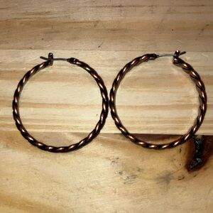 Hand Crafted Twisted Copper Hoop Earrings